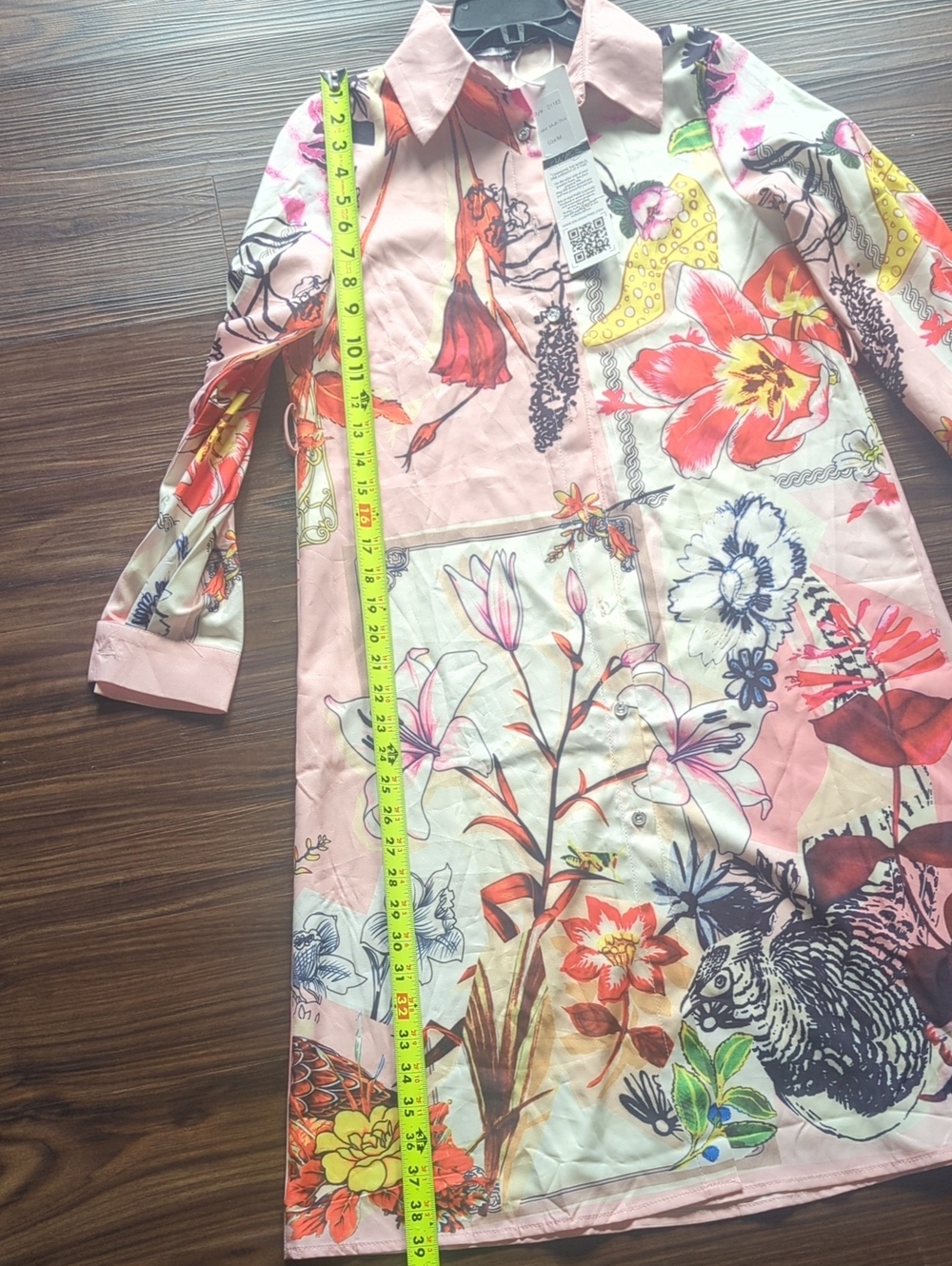 Pink Floral Print Shirt Dress with Belt - Picture 8 of 8